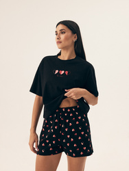 PIŻAMA DAMSKA HENDERSON NECESITO CZARNA KRÓTKI RĘKAW